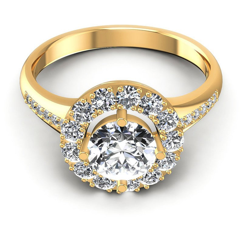Round Diamonds 1.00CT Halo Ring in 14KT Yellow Gold