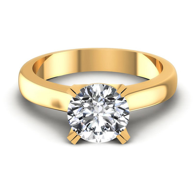Round Cut Diamonds Solitaire Ring in 14KT Yellow Gold