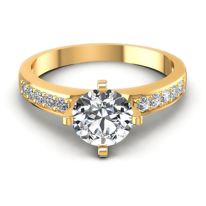 Round Cut Diamonds Engagement Ring in 14KT Yellow Gold