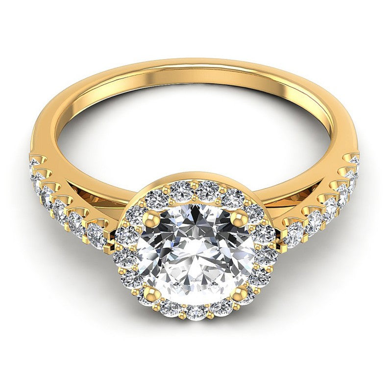 Round Diamonds 0.70CT Halo Ring in 14KT Yellow Gold