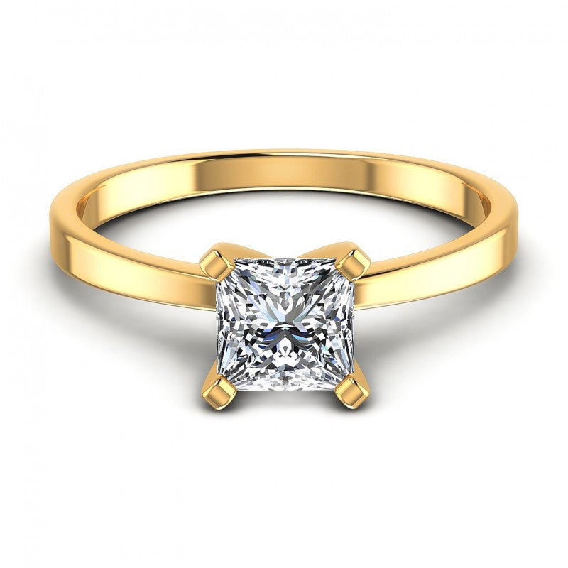 Princess Cut Diamonds Solitaire Ring in 14KT Yellow Gold