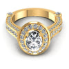 Round and Oval Diamonds 1.35CT Halo Ring in 14KT Yellow Gold