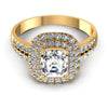 Round and Emerald Diamonds 1.05CT Halo Ring in 14KT Yellow Gold
