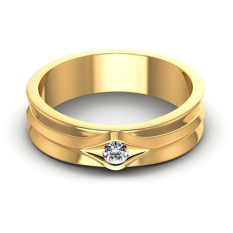 Round Cut Diamonds Mens Ring in 14KT Yellow Gold
