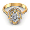 Round and Pear Diamonds 0.90CT Halo Ring in 14KT Yellow Gold
