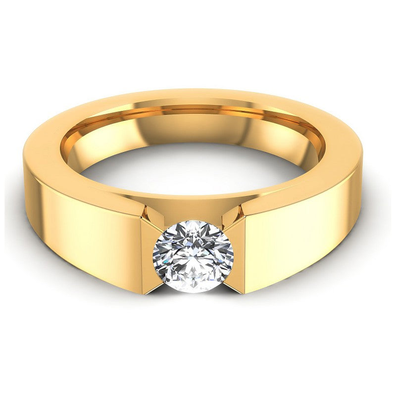 Round Cut Diamonds Mens Ring in 14KT Yellow Gold