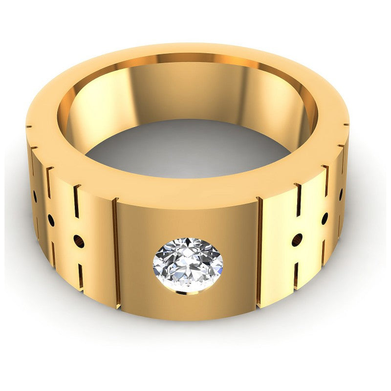 Round Cut Diamonds Mens Ring in 14KT Yellow Gold