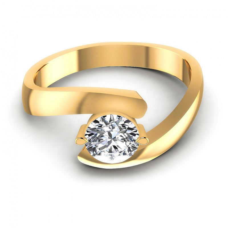 Round Cut Diamonds Solitaire Ring in 14KT Yellow Gold