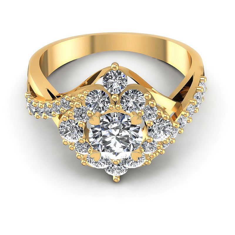 Round Diamonds 1.30CT Halo Ring in 14KT Yellow Gold