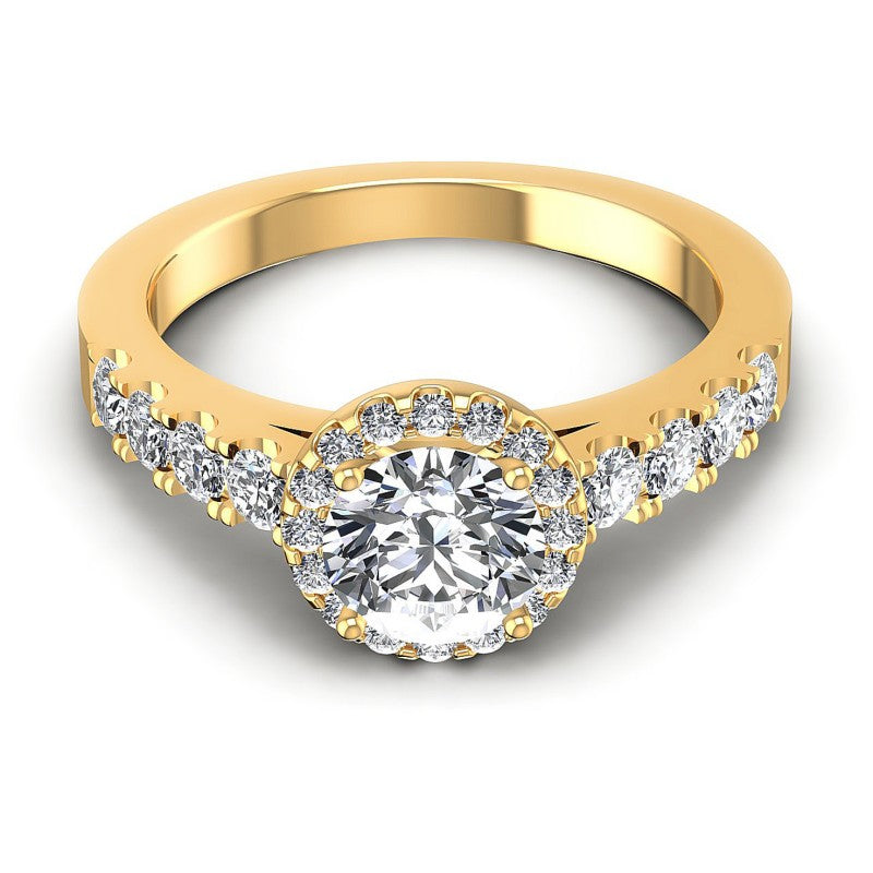 Round Diamonds 0.50CT Halo Ring in 14KT Yellow Gold