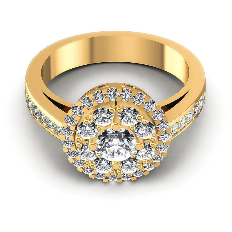 Round Diamonds 1.15CT Halo Ring in 14KT Yellow Gold