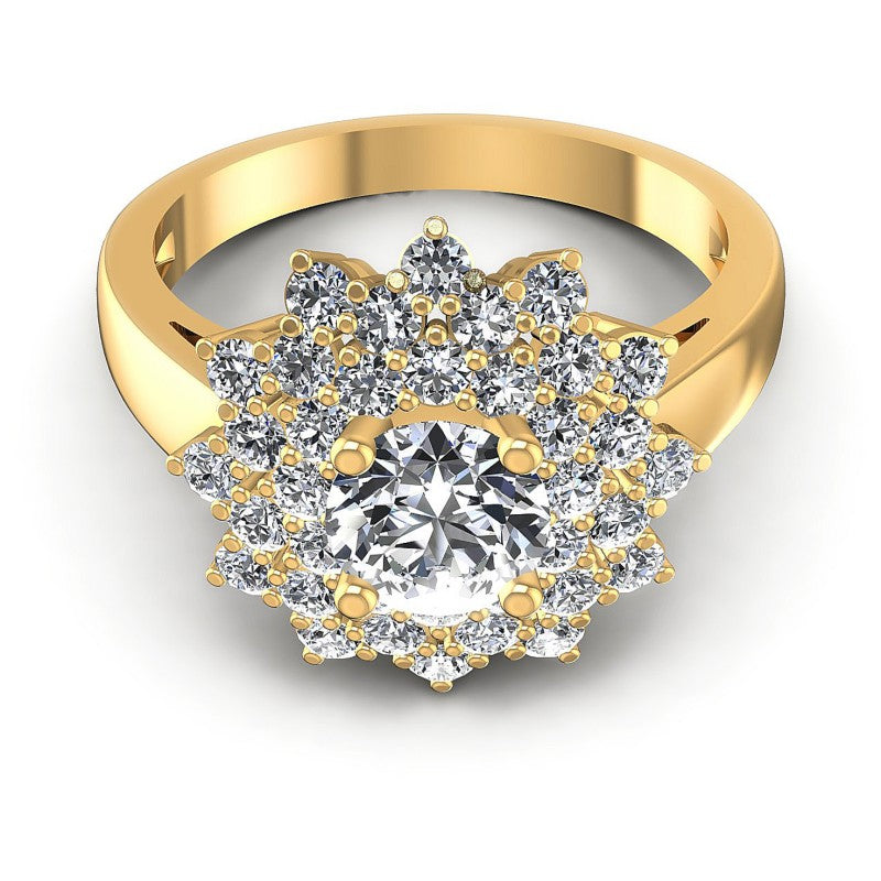 Round Diamonds 1.30CT Halo Ring in 14KT Yellow Gold