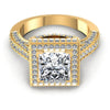 Princess and Round Diamonds 1.90CT Halo Ring in 14KT Yellow Gold