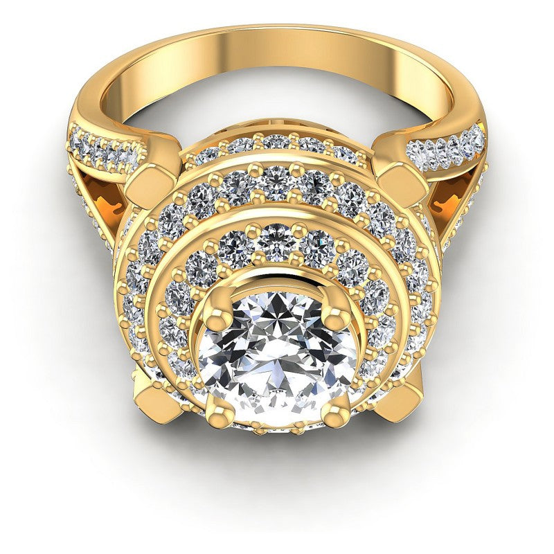 Round Diamonds 1.60CT Halo Ring in 14KT Yellow Gold