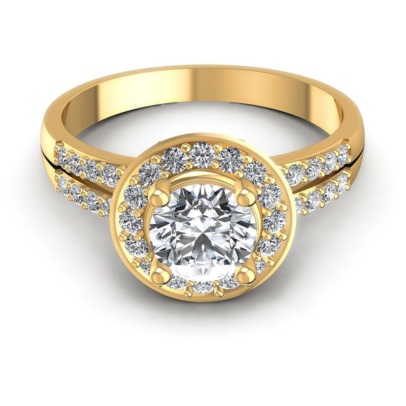 Round Diamonds 0.80CT Halo Ring in 14KT Yellow Gold