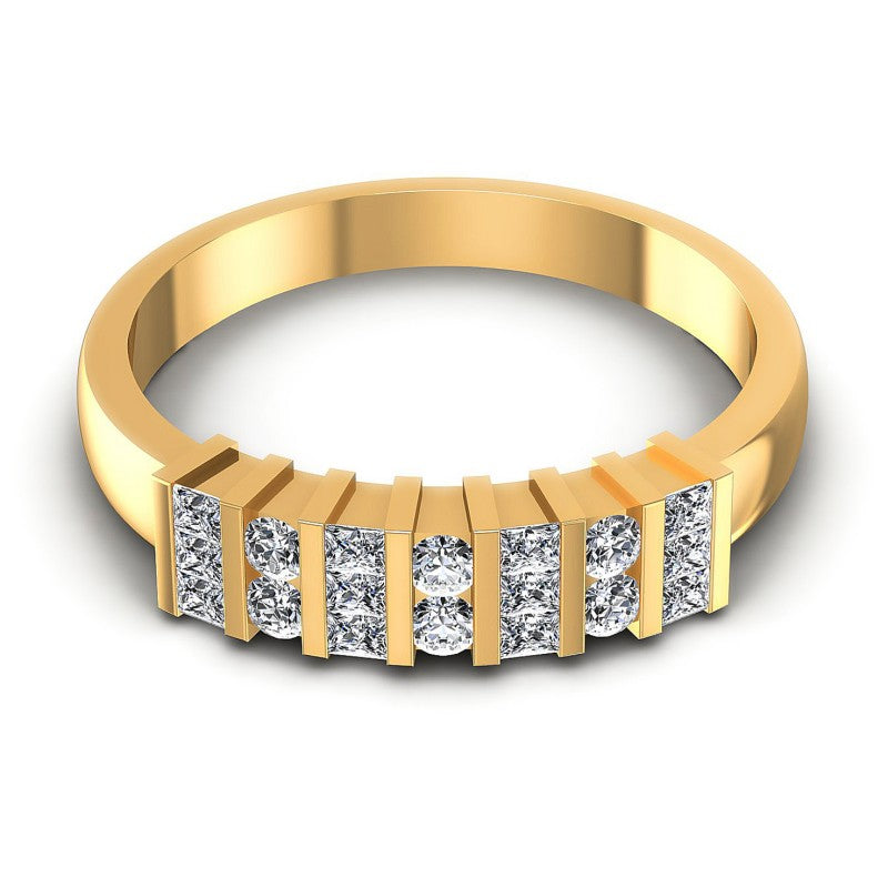 Princess and Round Diamonds 0.55CT Diamonds Wedding Band in 14KT Yellow Gold