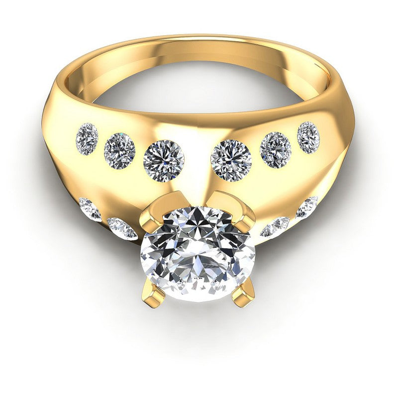 Round Diamonds 0.95CT Engagement Ring in 14KT Yellow Gold