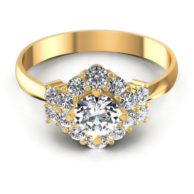 Round Diamonds 0.90CT Halo Ring in 14KT Yellow Gold
