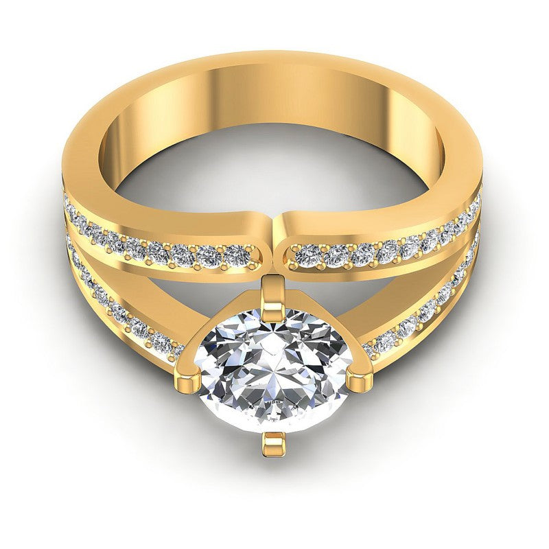Round Diamonds 0.65CT Engagement Ring in 14KT Yellow Gold