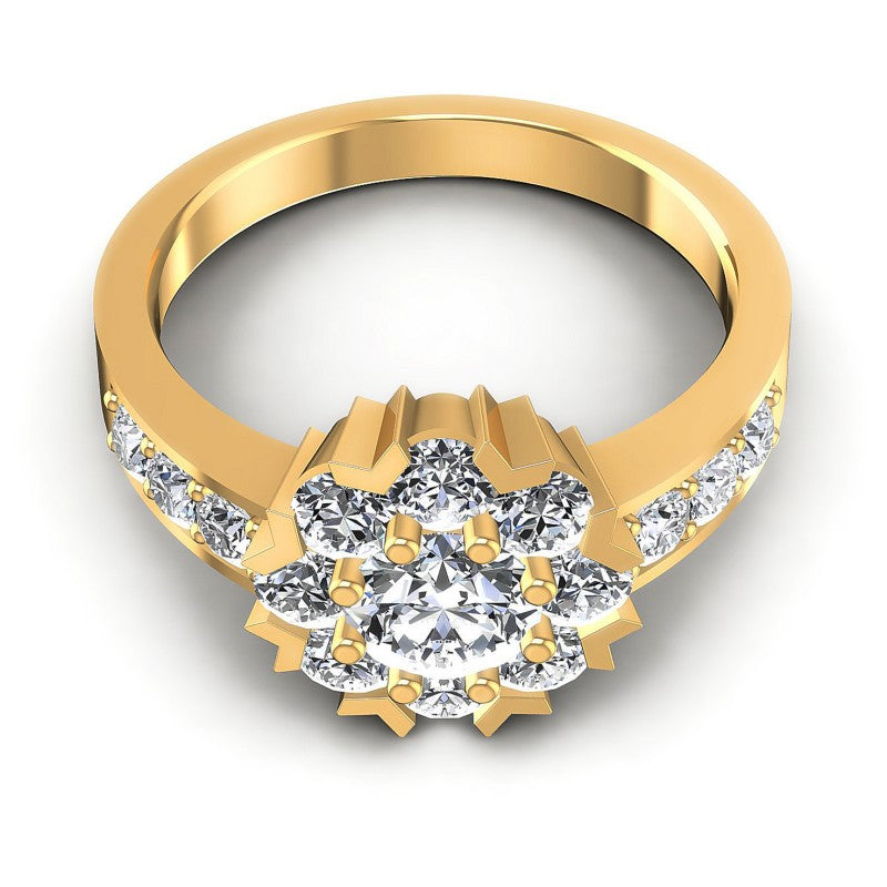 Round Diamonds 1.20CT Halo Ring in 14KT Yellow Gold
