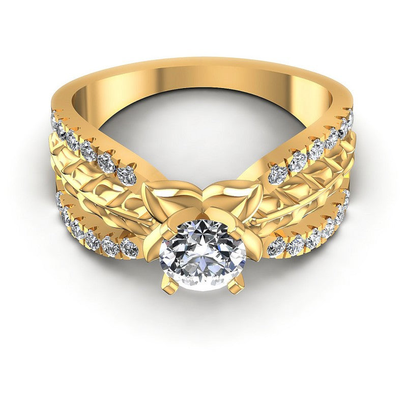 Round Diamonds 0.65CT Engagement Ring in 14KT Yellow Gold