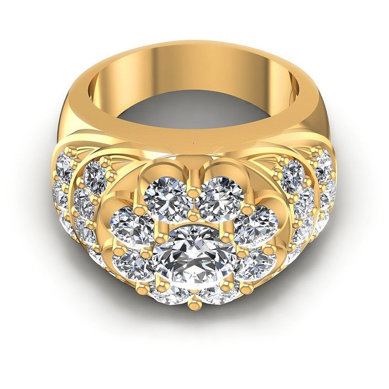 Round Diamonds 3.15CT Fashion Ring in 14KT Yellow Gold
