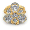 Round and Pear Diamonds 3.90CT Fashion Ring in 14KT Yellow Gold