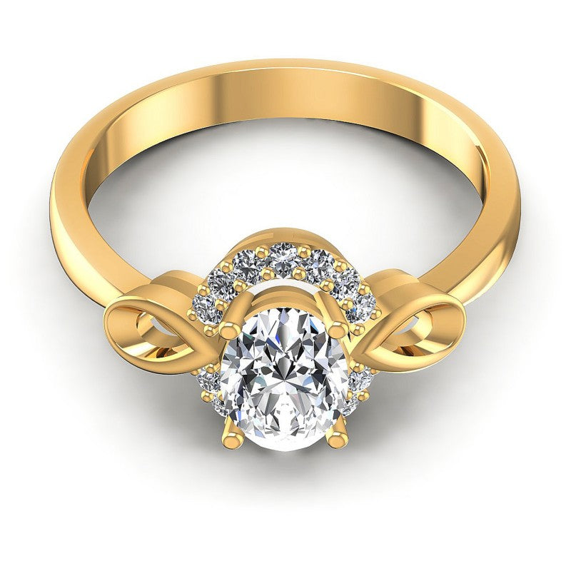 Round and Oval Diamonds 0.50CT Halo Ring in 14KT Yellow Gold