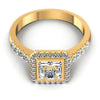 Baguette and Round Diamonds 0.85CT Halo Ring in 14KT Yellow Gold