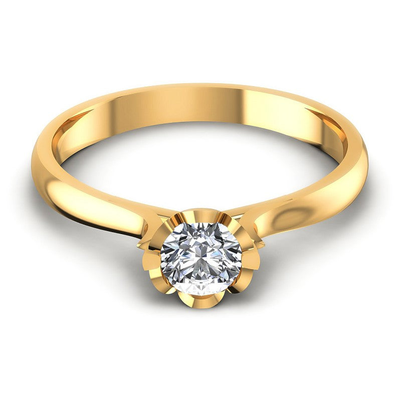 Round Diamonds 0.35CT Solitaire Ring in 14KT Yellow Gold
