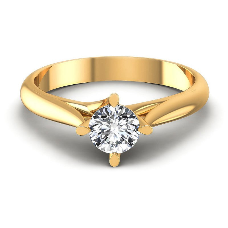 Round Diamonds 0.35CT Solitaire Ring in 14KT Yellow Gold