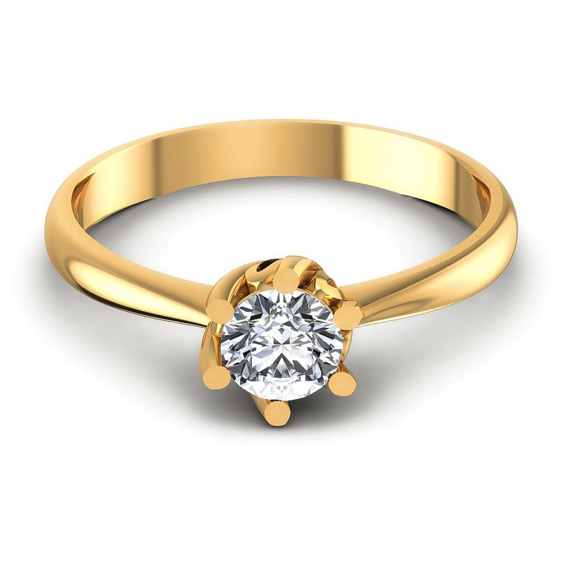 Round Diamonds 0.35CT Solitaire Ring in 14KT Yellow Gold