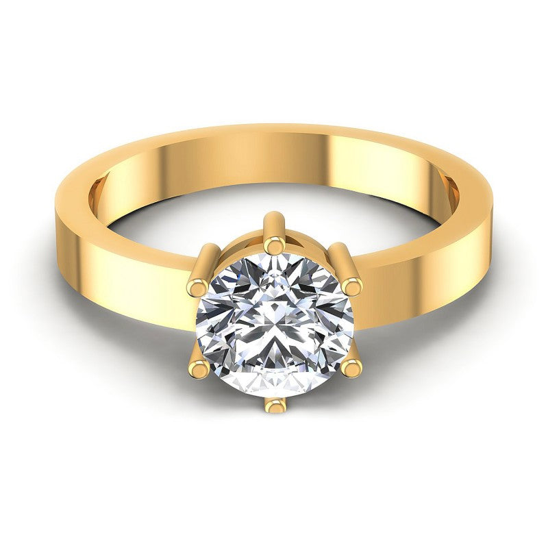 Round Diamonds 0.35CT Solitaire Ring in 14KT Yellow Gold