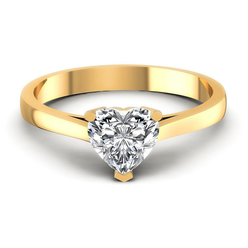 Heart Diamonds 0.35CT Solitaire Ring in 14KT Yellow Gold