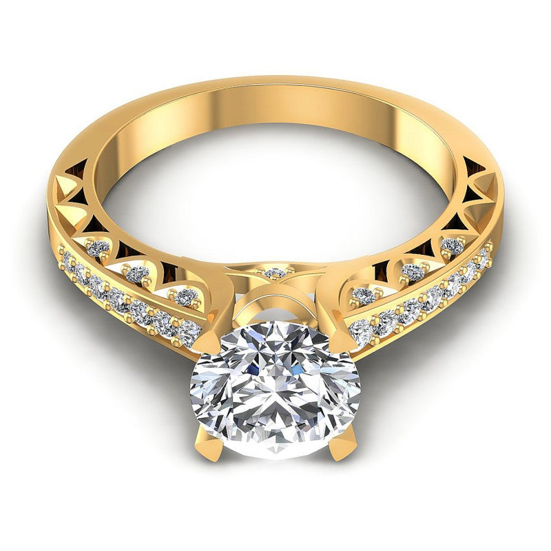 Round Diamonds 0.60CT Engagement Ring in 14KT Yellow Gold