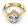 Princess and Round Diamonds 0.60CT Halo Ring in 14KT Yellow Gold