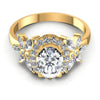 Round and Oval and Marquise Diamonds 1.15CT Halo Ring in 14KT Yellow Gold