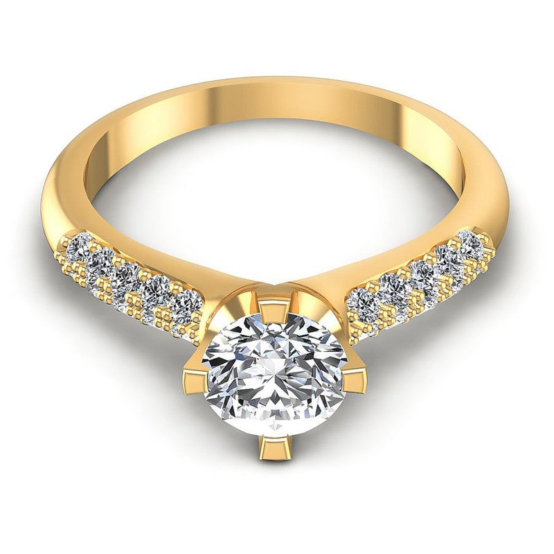 Round Diamonds 0.70CT Engagement Ring in 14KT Yellow Gold