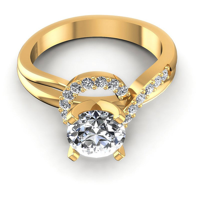 Round Diamonds 0.60CT Engagement Ring in 14KT Yellow Gold