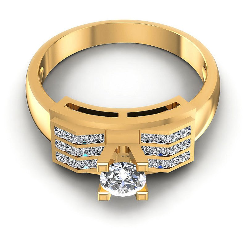 Princess and Round Diamonds 1.00CT Engagement Ring in 14KT Yellow Gold