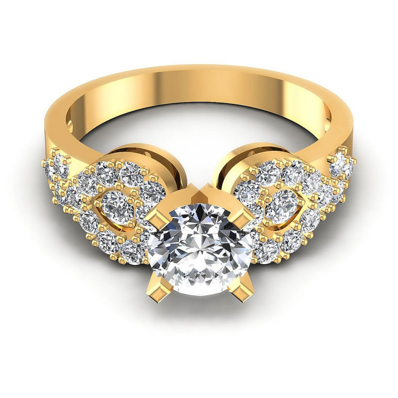 Round Diamonds 0.95CT Engagement Ring in 14KT Yellow Gold