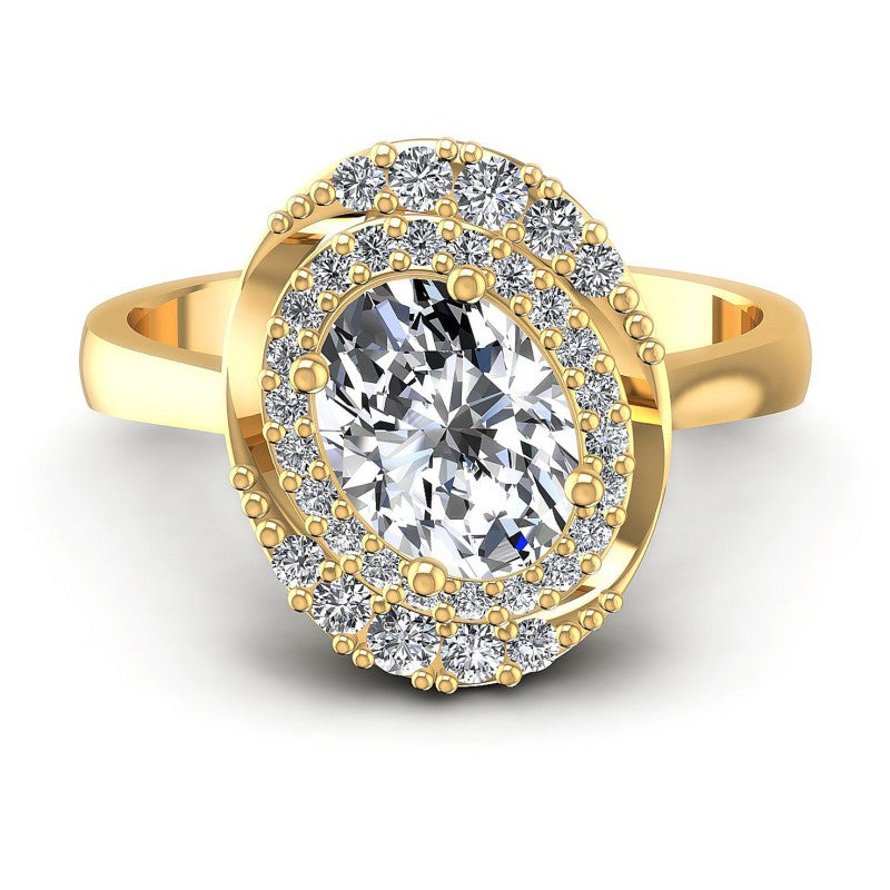 Round and Oval Diamonds 0.80CT Halo Ring in 14KT Yellow Gold