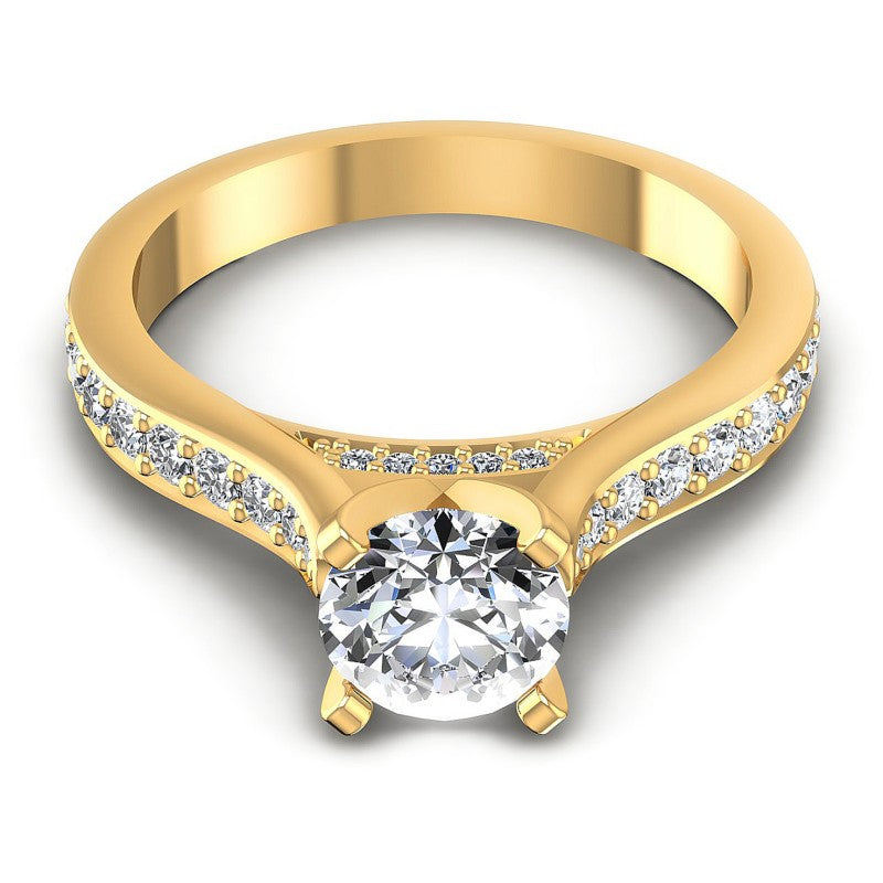 Round Diamonds 0.85CT Engagement Ring in 14KT Yellow Gold