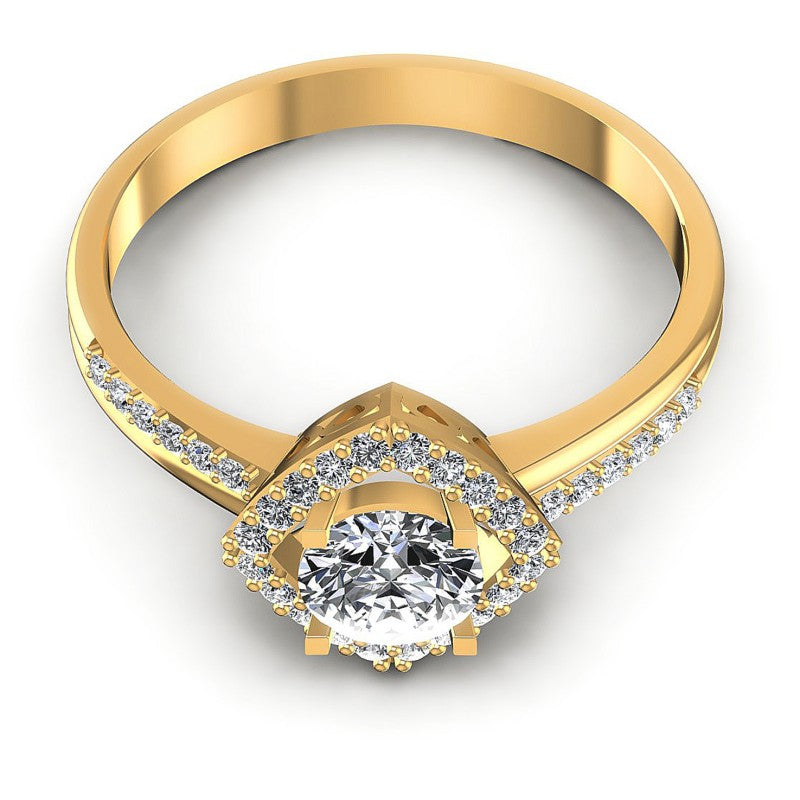 Round Diamonds 0.60CT Halo Ring in 14KT Yellow Gold