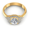 Round and Cushion Diamonds 0.70CT Halo Ring in 14KT Yellow Gold