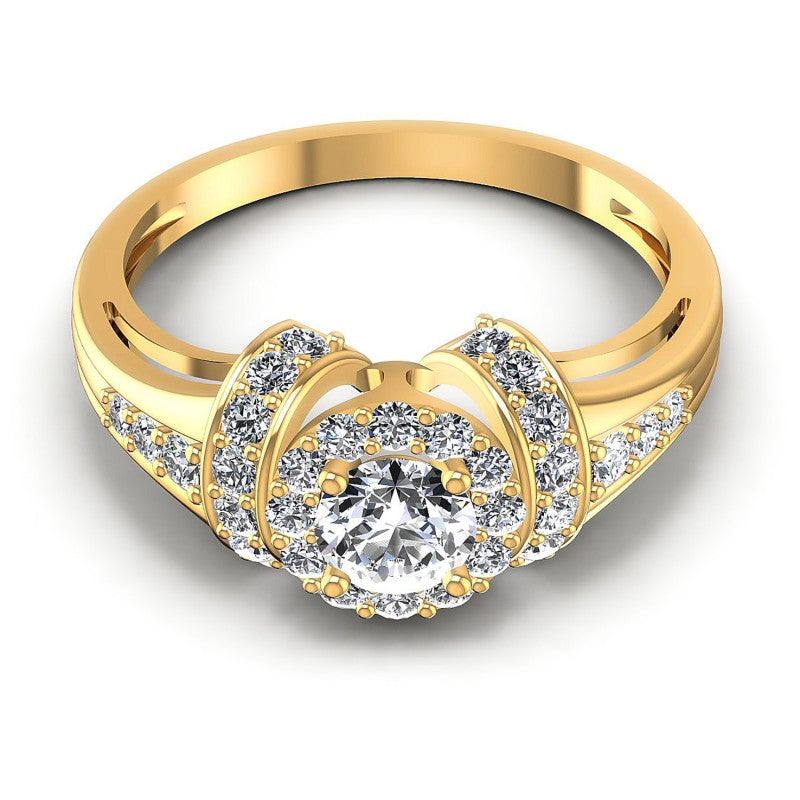 Round Diamonds 0.75CT Halo Ring in 14KT Yellow Gold
