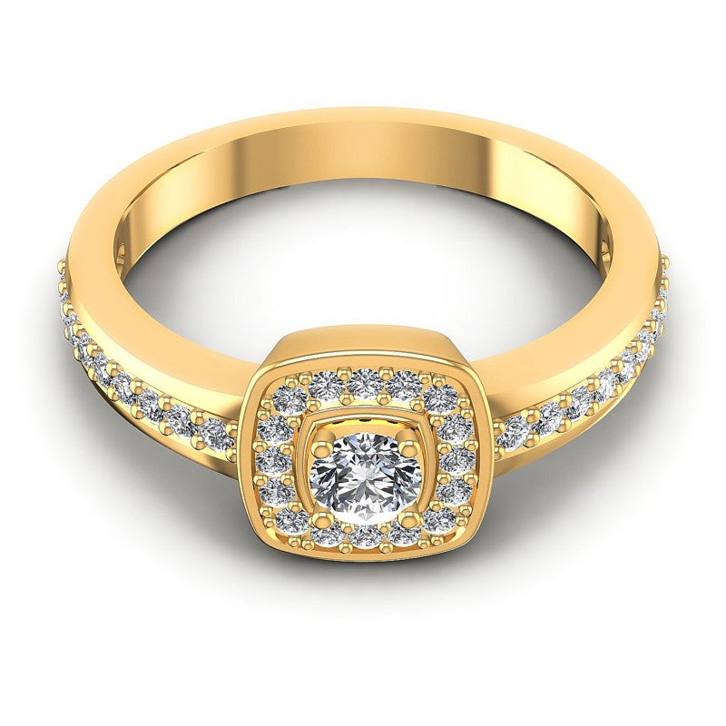 Round Diamonds 0.55CT Halo Ring in 14KT Yellow Gold
