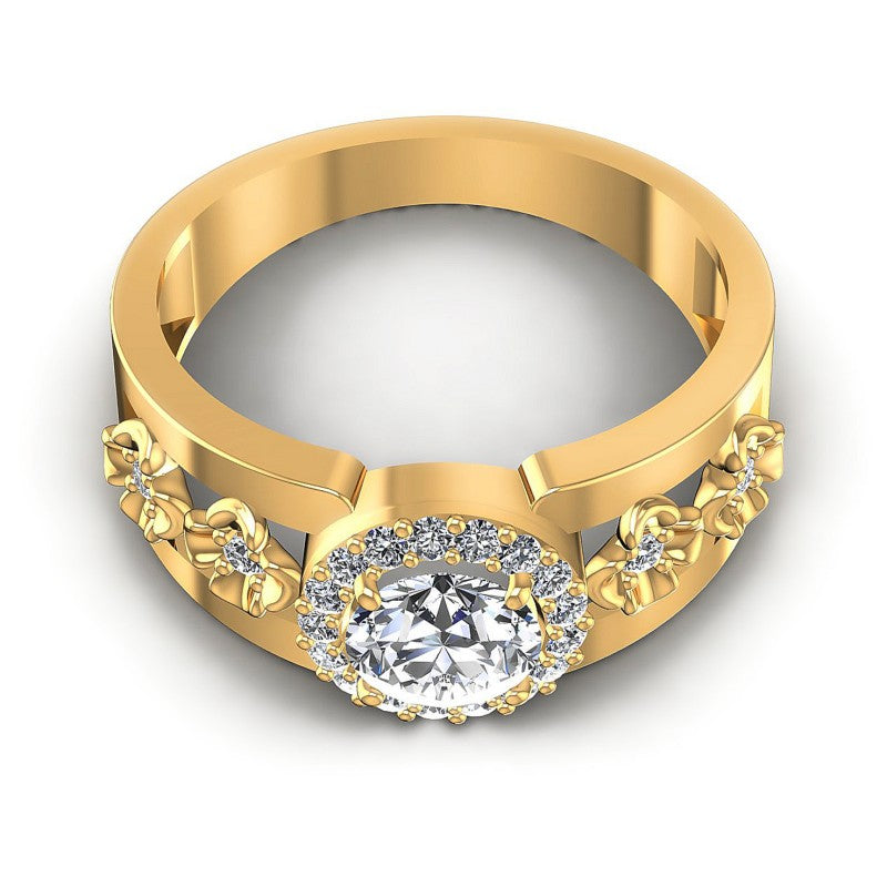 Round Diamonds 0.55CT Halo Ring in 14KT Yellow Gold