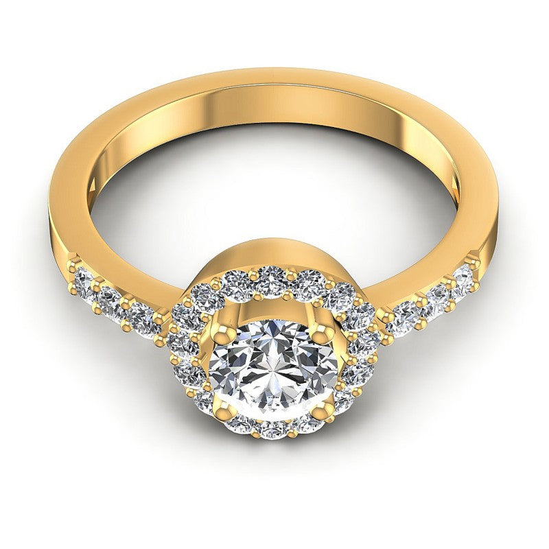 Round Diamonds 0.70CT Halo Ring in 14KT Yellow Gold