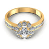 Princess and Round Diamonds 0.95CT Halo Ring in 14KT Yellow Gold